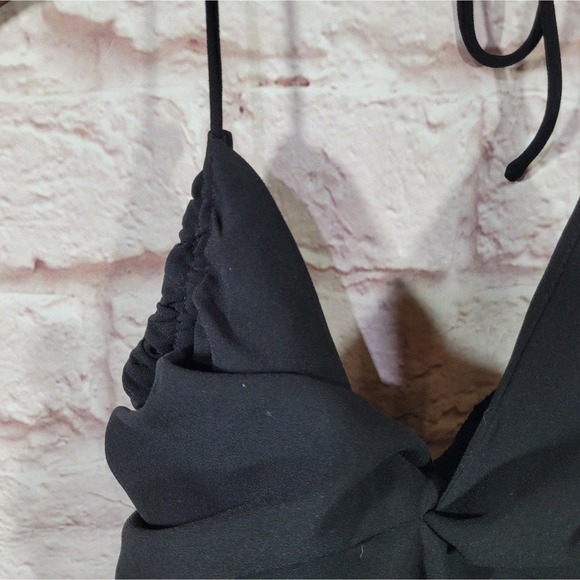 Zara Black Ruched Cropped Halter Top Cami - Picture 2 of 9